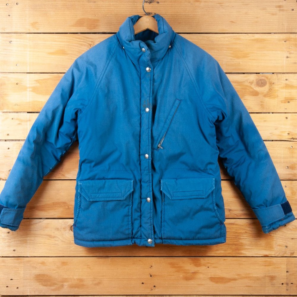 Vintage 80s The North Face Blue Poly Fill Jacket- Brown Label, Made in USA